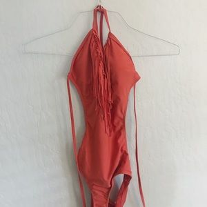tropic orange fringe monokini